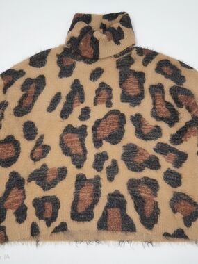 Show Me Your Mumu Turtle Neck Leopard Print Sweater - Tan & Brown Size MEDIUM